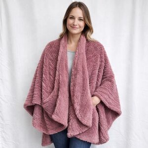 Berkshire Blanket Plush Cozy Shawl Wrap Throw Mauve Pink